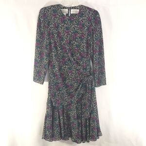 Vintage 80's Liz Robert Petites Elegant Feminine Floral Dress Size 6 Petite